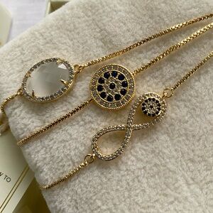 3 Arm Candy Eye Bracelets 18k Gold Plated Brass CZ Crystals The Luxe Collection